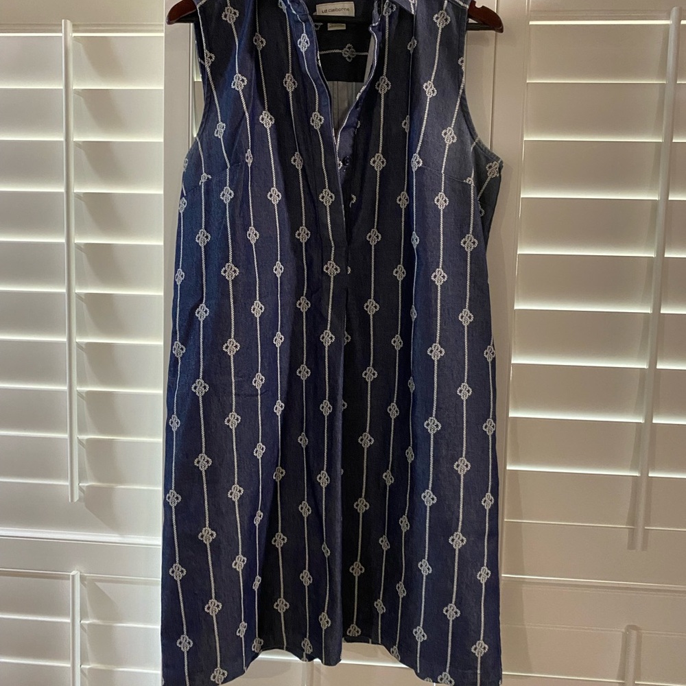 Liz Claiborne Navy Dress with White Rope Design